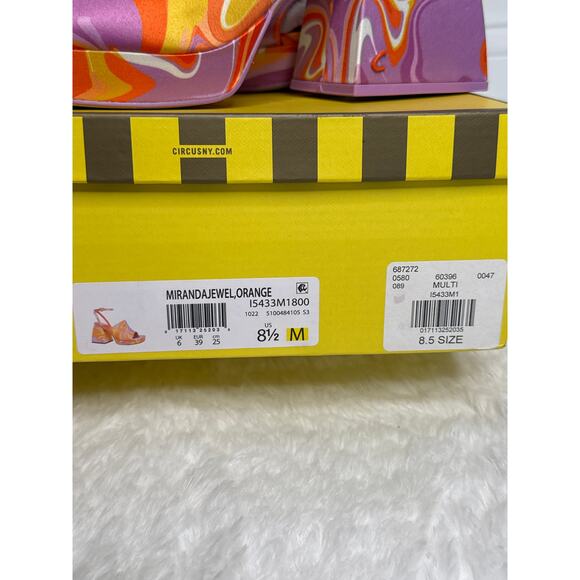NWT Circus NY Sam Edelman Miranda Jewel Orange Multi Platform Heels 8.5 - Picture 15 of 15